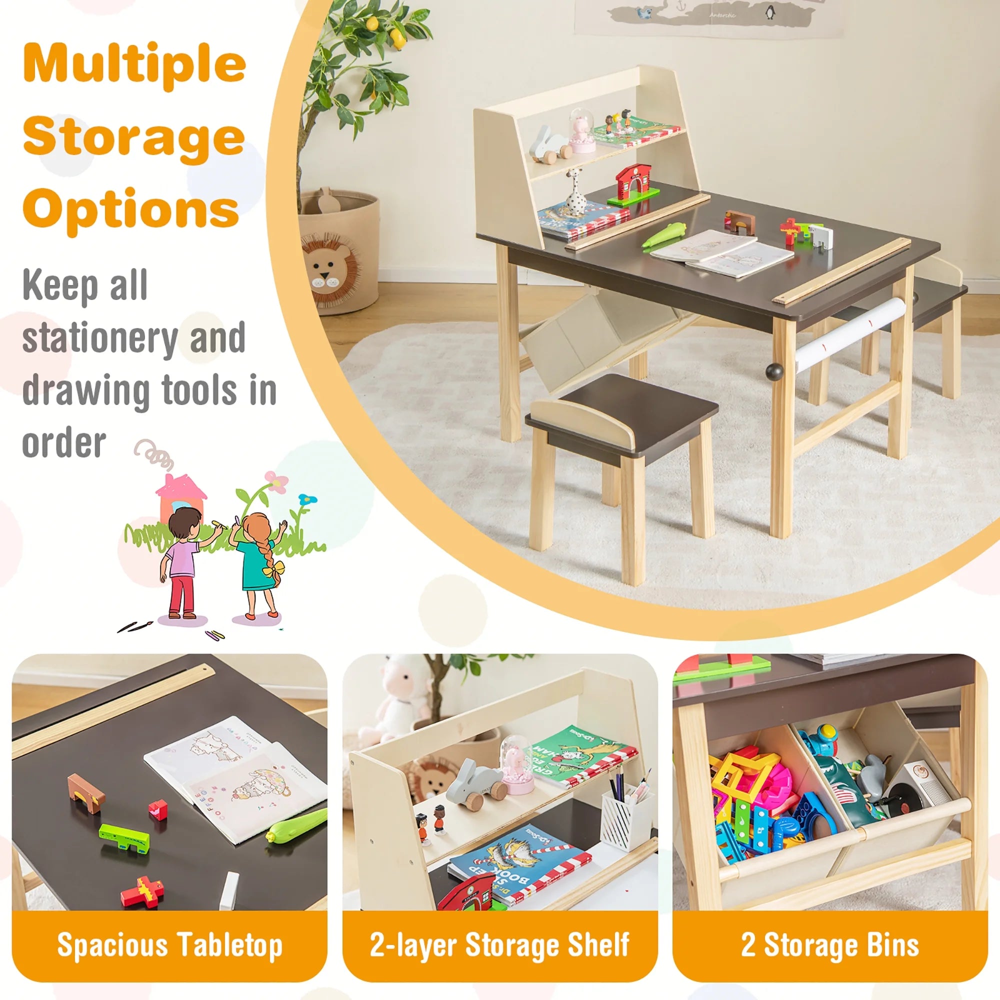 Kids Art Table and Chairs Set